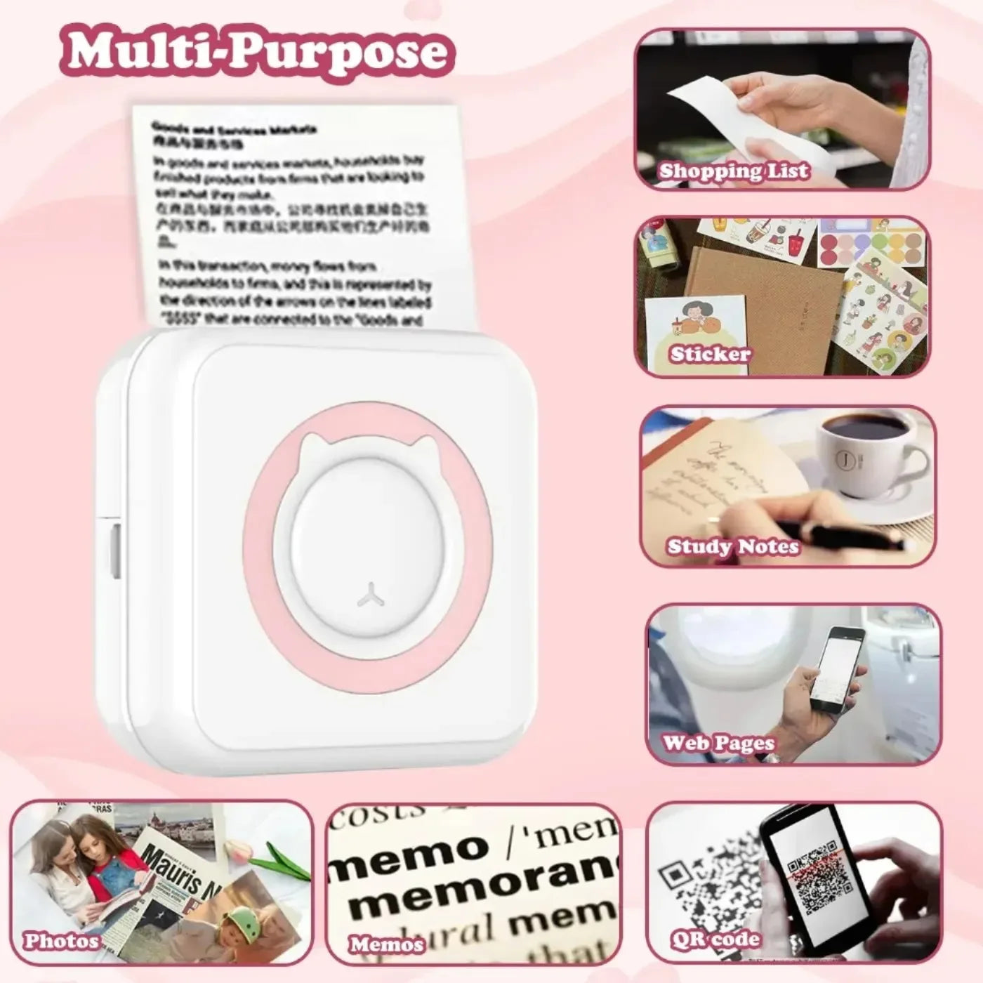 C15 Mini Photo Printer Thermal Portable Printers Stickers Paper Inkless Wireless Impresora Portátil 200dpi Android IOS 57mm