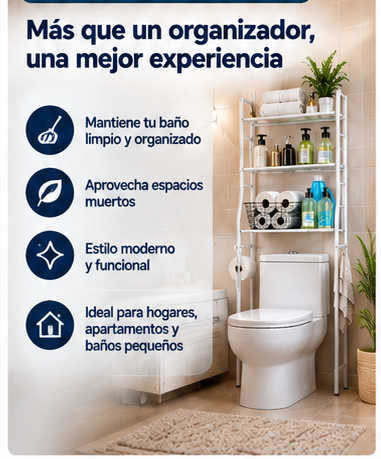 Toallero Organizador 3 Niveles Sobre Sanitario - Ahorra Espacio en tu Baño